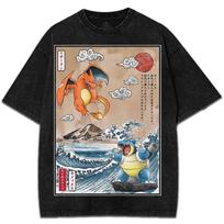 Charizard vs Blastoise Poke-mon Anime Marškinėliai 4XL beige