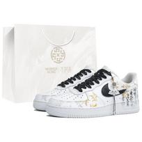 Nike Air Force 1 Slip Resistant Abrasion Resistant Low top Skateboard Shoes Unisex Black White CW2288-111(Team113-S-BOX) 35.5 black
