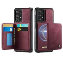 Wallet Case for Samsung Galaxy A13 A14 A15 A16 A17 A52 A53 A54 A55 A35 A56 Magnetic Card Holder RFID 2-in-1 Detachable Cover For Galaxy A56 5G raudona