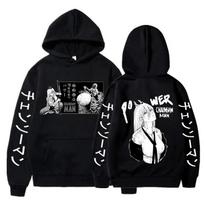 Chainsaw Man Harajuku Anime Cute Print Unisex Hoodie - Comfortable Sportswear Top L black