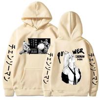 Chainsaw Man Harajuku Anime Cute Print Unisex Hoodie - Comfortable Sportswear Top M beige