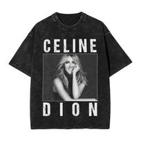 Dions Paris 2026 Fan Tour  Celine Dion T Shirt Hip Hop Washed Short Sleeve Oversize T-Shirts  Fashion Men Women Streetwear Graphic Tees L