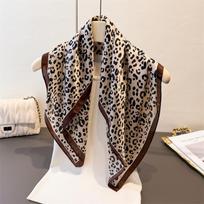 Style Leopard Print Herringbone And Linen Small Square Scarf Silk Scarf Imitation Velvet Scarf Shawl Sun Protection Scarf black