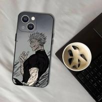 Anime Gojo S-Satoru telefono dėklas iPhone 17,16,15,14,13,12,11,Pro,XS,Max,XR,Plus,E,SE4,Mini juodas minkštas dėklas iPhone17pro gray