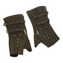 Steampunk Gloves Rivet Mittens Man Vintage Halloween Cosplay Arm Guards Medieval Accessory Wristband black