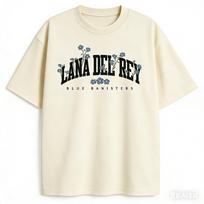Lana Del Rey Blue Banisters Flowers T-shirt Men and Women Summer Cotton Clothing Round Neck Short Sleeved Tee 3XL beige