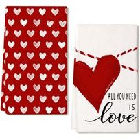 M-Modern-Valentine's Day Kitchen Towels Set Of 2, Love Valentine's Day Dish Towels 3D Printed Towels Durable Easy To Use 43X66cm white