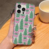 Full screen bow green tree apple 16pro creative 13/12 fun iPhone11 mobile phone case 15plus tide xr iPhone 16 Pro Max white