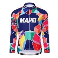 MAPEI Winter Cycling Jersey Bib Tights Set Thermal Fleece Long Sleeve Road Bike Riders L blue
