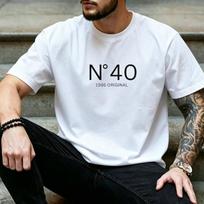 Minimalist No 40 1986 Original Text Graphic T Shirt Unisex 40th Birthday Casual Short Sleeve Street Tee 4XL gray