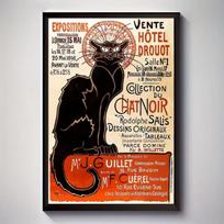 Tin Sign Vintage Noir Cat Retro Metal Wall Plaque Funny French Hotel Diner Poster Style Art Black Cat Silhouette Typography S 20x30cm（7.8x11.8inch） gray
