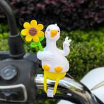 Little Duck Windmill Bike Handlebar Ornament with Stretchable Strap Cute Decor for Kids Scooter Outdoor Cycling A3 white