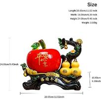 Chinese Feng Shui A-p-p-l-e & Gourd Decoration Set - Peace and Fortune Figurine with Red A-p-p-l-e and Gourd for Home Office Decor, Business Gift red