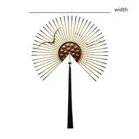 Chinese style Wrought Iron Fan-shaped Wall Mural Ornaments Home Livingroom Porch Hanging Decor Hotel Sticker Crafts Width 40cm