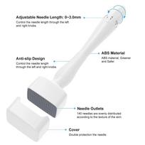 R A Products Derma Stamp For Men And Women , 0 to 3 mm Adjustable 140 Titanium Micro Needle Derma Stamp For Hair, Beard growth, Skin Care Facial white
