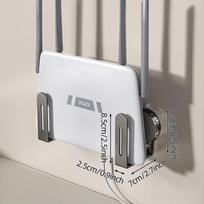 WV No-Drill Router Shelf Holder Wall Bracket Set-Top Box Rack - Easy Install No Screws Required gray