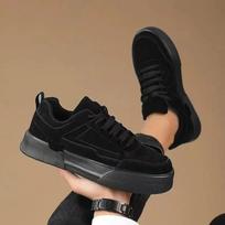 Shoes Men Couple Casual Skateboard Shoes Comfortable Sneakers Men's Fashion  Trendy Thick Soled  Plus Size 39-47 48 black