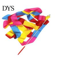 4M Dance Ribbon Strip Gym Rhythmic Art Gymnastic Ballet Streamer Twirling Rod yellow