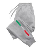 Striped‑graph Men Sweatpants Front Solid Leg Decor Print, Classic Italian City Label Sketch Pattern Joggers for Cozy Weekend Outdoor Activities 2XL