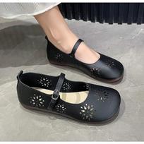 Women's Hollow Soft Sole Ballet Mary Jane Flats Comfortable Spring Autumn Barefoot Loafers 43 gray