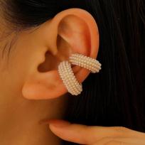 Elegant C-Shaped Ear Cuff Women Non-Pierced Clip With Colorful Zircon Pearl Accents Lightweight Fashion Jewelry 8638 7324 2pcs Ear Cuffs brown
