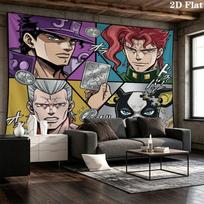 Jojos Bizarre Adventure Wall Tapestry Aesthetic Wall Hanging Printed Fabric Blanket Decorative Tapestries For Bedroom Living Room Home Decor 100cm x 150cm gray