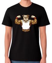 English Bulldog Strong Muscle T-Shirt Funny Gym Dog Graphic Bodybuilding Tee M brown