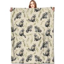 Woodland Raccoon Blanket Cream Throw Animal Gift Soft Fleece 150cm*180cm