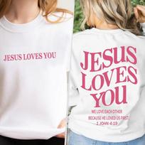 Jėzus tave myli krikščioniškas megztinis Moteriški megztiniai Biblijos eilėraštis Grafinis Harajuku gatvės drabužis ilgomis rankovėmis God Faith Drabužiai S balta