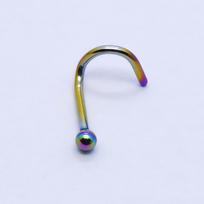 Stainless Steel Piercing Jewelry: Nose & Ear Studs with Curved Bar & Round Ball įvairiaspalvis