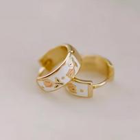 LATS White Pink Enamel Tulip Floral Tea Cup Hoops Earrings for Women Spring Summer 14K Gold Plated Jewelry Fashion Accessories gray