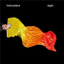 1.5m Belly Dancing Fan Gradient Color Rayon Silk Fans Long Imitation Fan  Dance Accessories Yellow&Red Right yellow