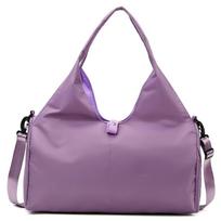 Women's Large Capacity Yoga Gym Bag, Nylon Travel Duffel with Shoe Compartment for Fitness Sports gray