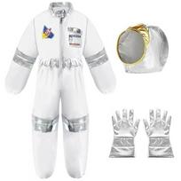 Astronaut Outfit Pilot Role Play Costume Space Theme Halloween Costume Set  Masquerade Dance XL-Style-A white