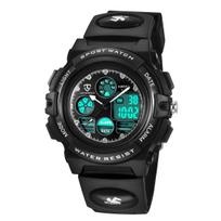 findtime Kids' Sports Watch, Digital LED Display, 50M Water Resistant, PU Band, 44mm Case, Dual Time & Alarm black