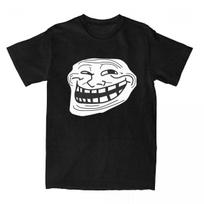 Rage Comic Trollfac T Shirt Funny Anime Hip Hop Men T-Shirt Short-Sleeved Awesome Tops Summer P L black