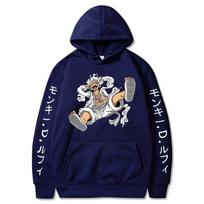 Cartoon‑trend long‑sleeve hooded sweatshirt with japan comic element art motif for guys multi‑scene collocation and daily casual occasions S black