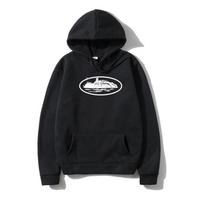 Ocean‑vessel Men Hoodie Cool Front Monochrome Oval‑border Ship Art Print Pullover For Cozy Weekend Outdoor Activities S black