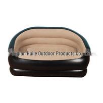 PVC Inflatable Flocked Double Recliner Sofa for Indoor/Outdoor Camping 138*71*87 cm