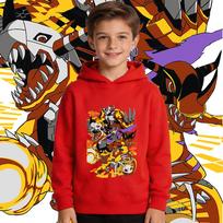 Digimon Koromon Evoliucija Anime Spausdinimo Gobtuvinis Džemperis Berniukams Mergaitėms Vilnos Pamušalas Šiltas Megztinis Ruduo Žiema Vaikų Laisvalaikio Drabužiai 100 raudona