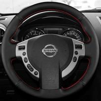 Automobilio vairo apdangalas Rankų siuvimo Juoda Oda Skirta Nissan Qashqai J10 X-TRAIL NV200 2008-2012 Automobilio stilius 2009-2012 Red Thread