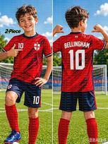 2026 Special Bellingham #10 Fan Football Jersey Tee Shorts Set England Fans Shirt and Shorts Summer Kids 2 Piece Set 120