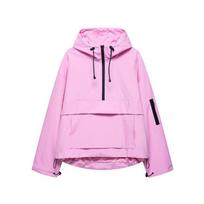 Women Hooded Windbreaker Jacket Half Zip Drawstring Long Sleeve Loose Casual Outdoor Sports Hoodie Coat M rožinė