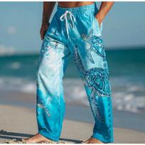 Men's 3D Turtle Printed Baggy Casual Trousers,  Elastic Drawstring Waist with Pockets, for Spring Summer Home Outdoor Vacation 3XL tamsiai mėlyna spalva