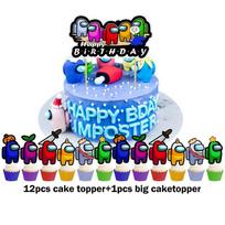 Žaidimas Among Us Balionas Tortas Keksiukas Viršus Vėliavėlė Gimtadienio Šventė Dekoro Reikmenys Šventinis Kostiumas 13pcs Cake Topper
