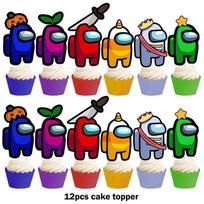 Žaidimas Among Us Balionas Tortas Keksiukas Viršus Vėliavėlė Gimtadienio Šventė Dekoro Reikmenys Šventinis Kostiumas 12pcs Cake Topper