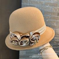 Womens Wool Blend Floppy Wide Brim Beret Hat With Floral Embellishment Winter Warmth M 56-58cm kupranugaris
