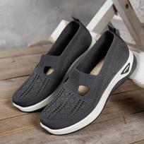 Fashion Airy Knit Slip-Ons for Women – Ultra-Lightweight Comfort Flats, Stylish White Design Perfect for Casual Days & All-Day Walking 43 tamsiai pilka spalva