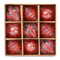 Enhance Your Party with 9PCS 8cm Christmas Ball Ornaments for Tree Decor raudona