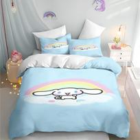 MINISO-Kuromi patalynės komplektas Hello Kitty Vaikams Antklodės užvalkalas Karališko dydžio Dvigulės užvalkalai Vaikams Spausdinti 100% Poliesteris 150*200cm 3pcs